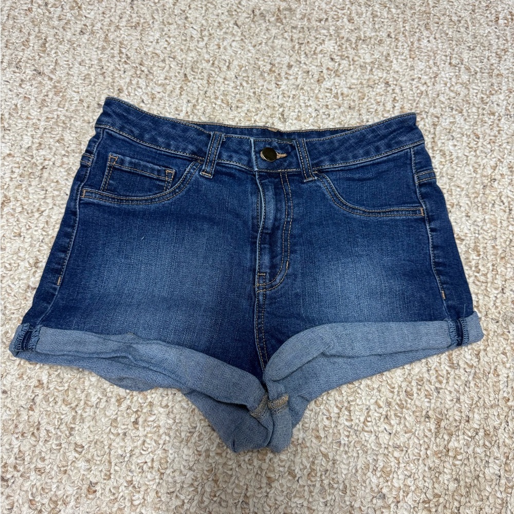 Forever 21 Blue Jean Shorts with Cuffed Hem